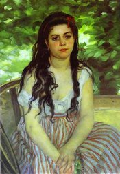 Pierre-Auguste Renoir, The Bohemian (or Lise the bohemian),  1868, oil on canvas, Berlin, Germany: Nationalgalerie.