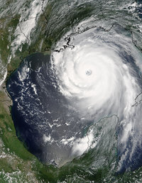 Hurricane Katrina on August 28, 2005, near its peak intensity