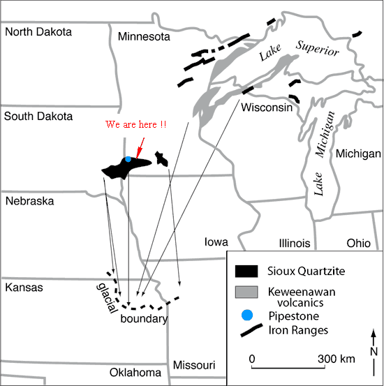 Sioux Quartzite and glacial boundary