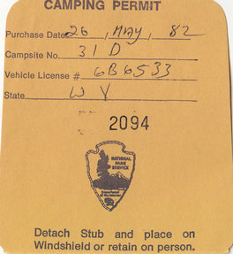 Camping permit May 1982 Camping permit May 1982