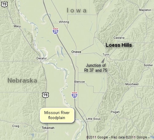 Loess Hills Google Terrain Map