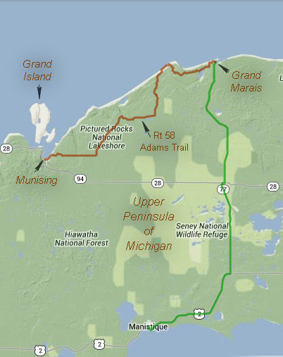 Route from Manitique to Munising