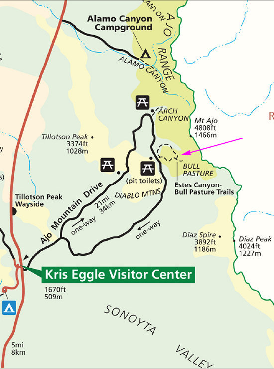 Ajo Loop area map - Organ Pipe National Monument
