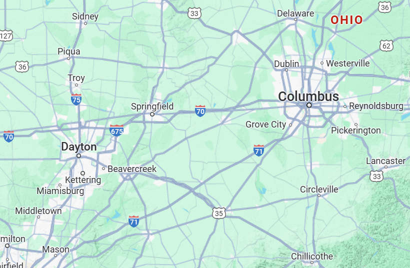 columbus ohio area-terrain map